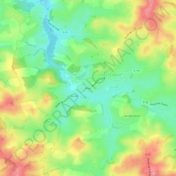 Carte topographique Roue, altitude, relief