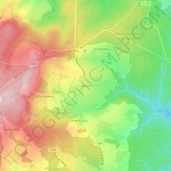 Carte topographique Boënat, altitude, relief