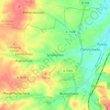 Carte topographique Schmorren, altitude, relief