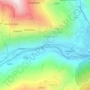 Carte topographique Sarro, altitude, relief