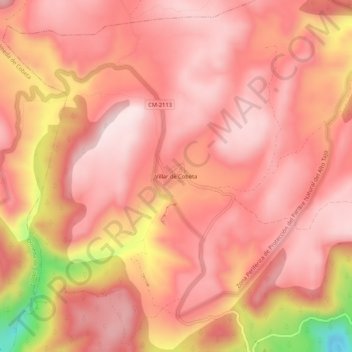 Carte topographique Villar de Cobeta, altitude, relief