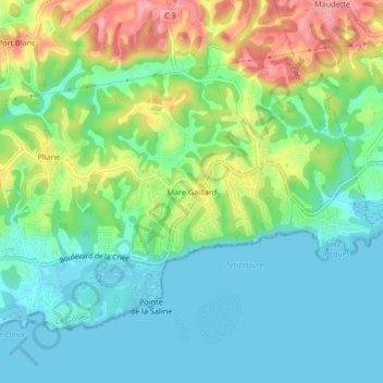 Carte topographique Mare Gaillard, altitude, relief