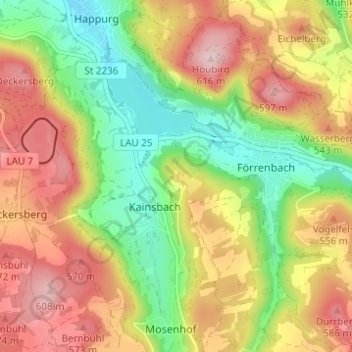Carte topographique Reicheneck, altitude, relief