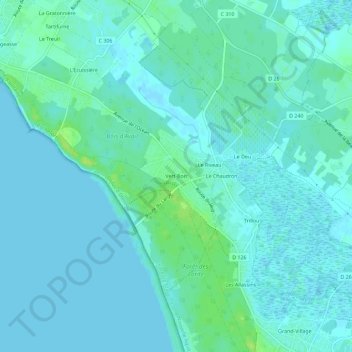 Carte topographique Vert-Bois, altitude, relief