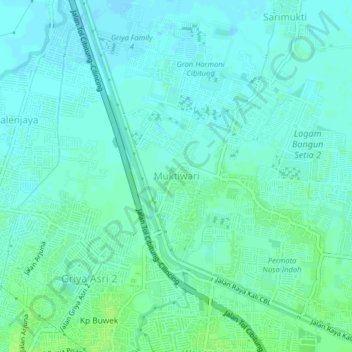 Carte topographique Muktiwari, altitude, relief