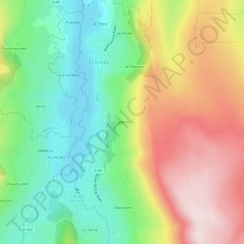 Carte topographique Codebos, altitude, relief