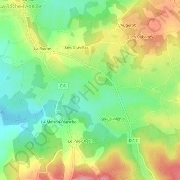 Carte topographique Charneuve, altitude, relief