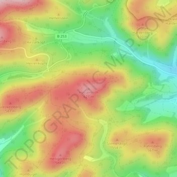 Carte topographique Hassenroth, altitude, relief