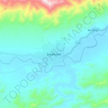 Carte topographique Siquisique, altitude, relief