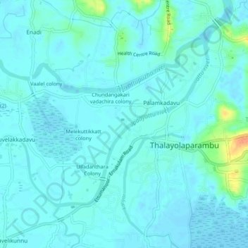 Carte topographique Kulangara colony, altitude, relief