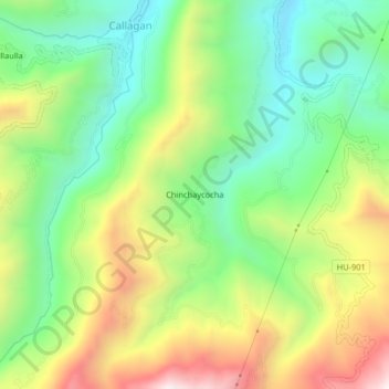 Carte topographique Chinchaycocha, altitude, relief