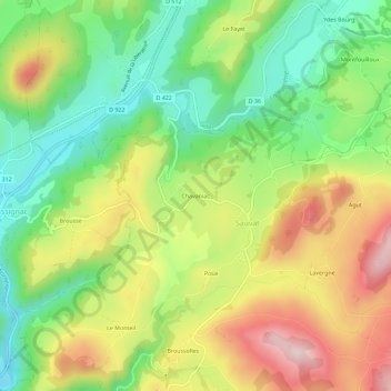 Carte topographique Chavaniac, altitude, relief