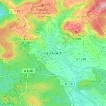 Carte topographique Kleinaspach, altitude, relief