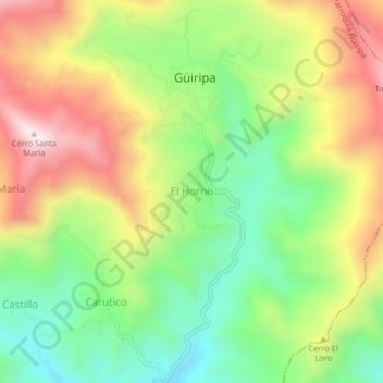 Carte topographique El Horno, altitude, relief