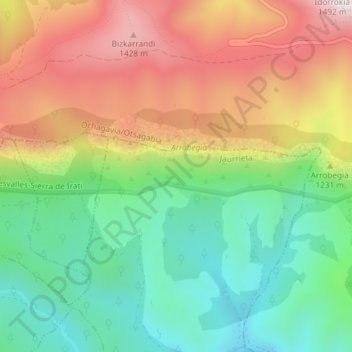 Carte topographique Arpea, altitude, relief