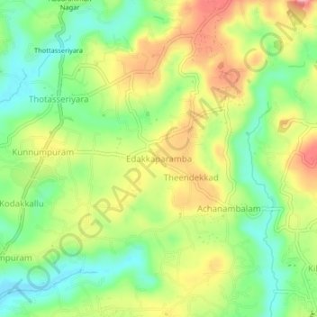 Carte topographique Edakkaparamba, altitude, relief