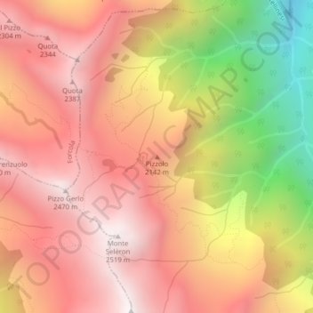 Carte topographique Pizzolo, altitude, relief