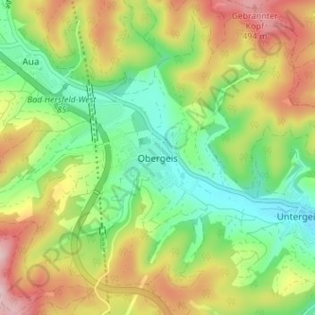 Carte topographique Obergeis, altitude, relief