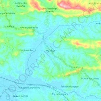 Carte topographique Mahitsy, altitude, relief