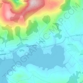 Carte topographique Monegro, altitude, relief
