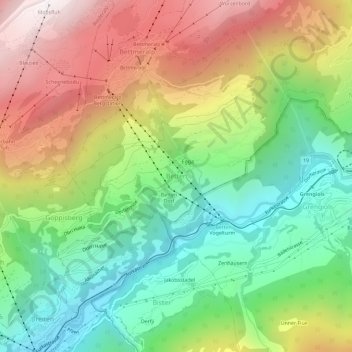 Carte topographique Betten, altitude, relief