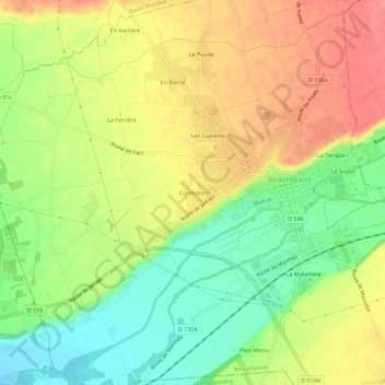 Carte topographique Combalon, altitude, relief