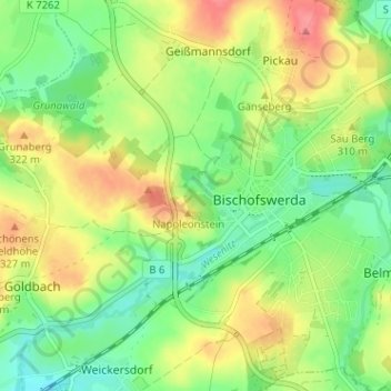 Carte topographique Grüneck, altitude, relief