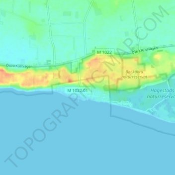 Carte topographique Löderups strandbad, altitude, relief