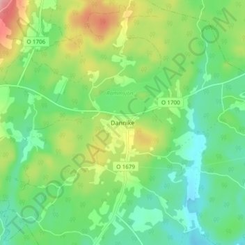Carte topographique Dannike, altitude, relief