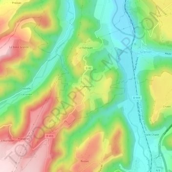 Carte topographique Chantejail, altitude, relief