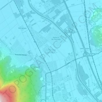Carte topographique Collombey-le-Grand, altitude, relief