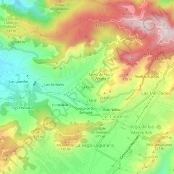 Carte topographique La Cruz, altitude, relief