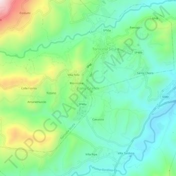 Carte topographique Piano Grande, altitude, relief