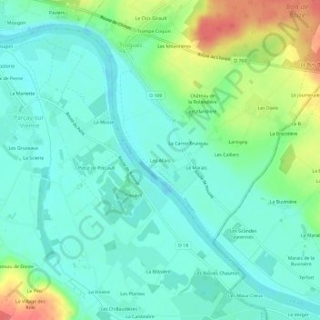 Carte topographique Les Allais, altitude, relief