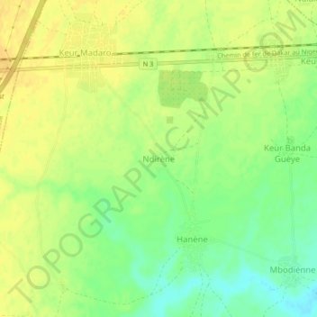 Carte topographique Ndirène, altitude, relief
