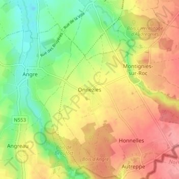 Carte topographique Onnezies, altitude, relief