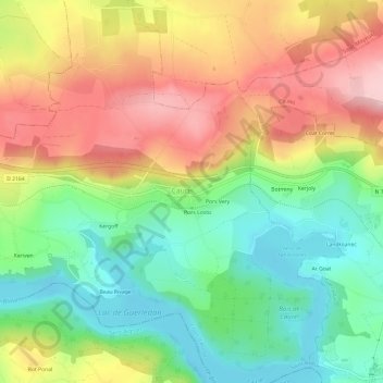 Carte topographique Pors Guer, altitude, relief