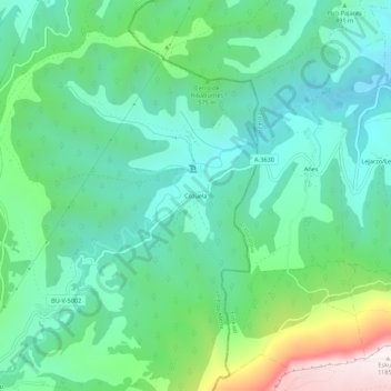 Carte topographique Cozuela, altitude, relief