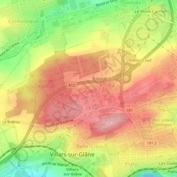 Carte topographique Calcaire, altitude, relief