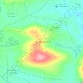 Carte topographique Ejido la Soledad, altitude, relief