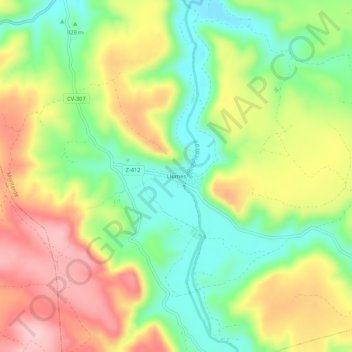 Carte topographique Llumes, altitude, relief