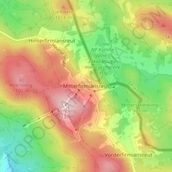Carte topographique Mitterfirmiansreut, altitude, relief
