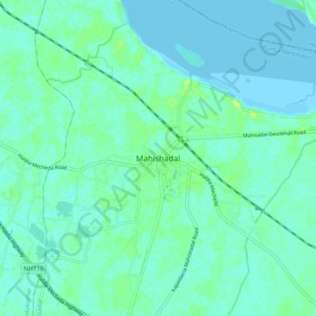 Carte topographique Mahishadal, altitude, relief