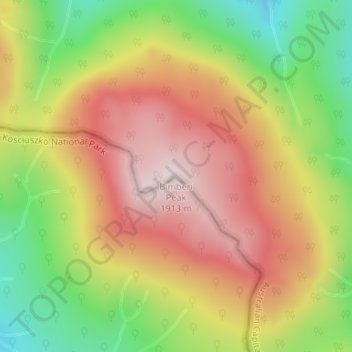 Carte topographique Bimberi Peak, altitude, relief