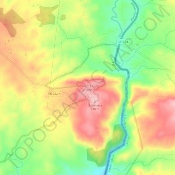 Carte topographique Salvaterra do Extremo, altitude, relief