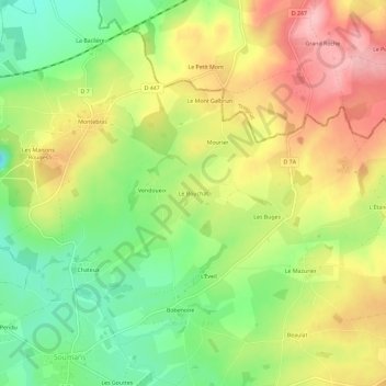 Carte topographique Le Bouchat, altitude, relief