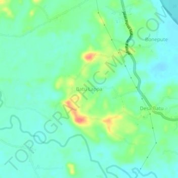 Carte topographique Batu Lappa, altitude, relief