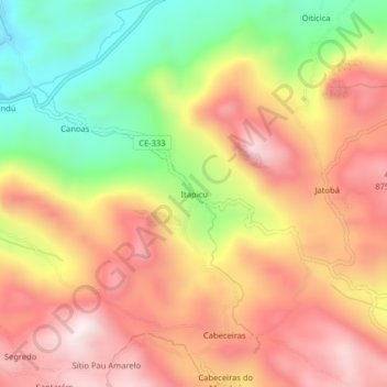 Carte topographique Itapicu, altitude, relief