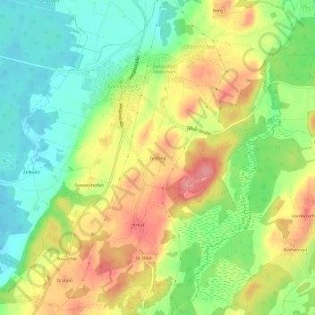 Carte topographique Grafing, altitude, relief