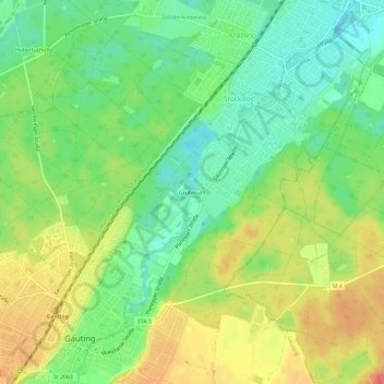 Carte topographique Grubmühl, altitude, relief